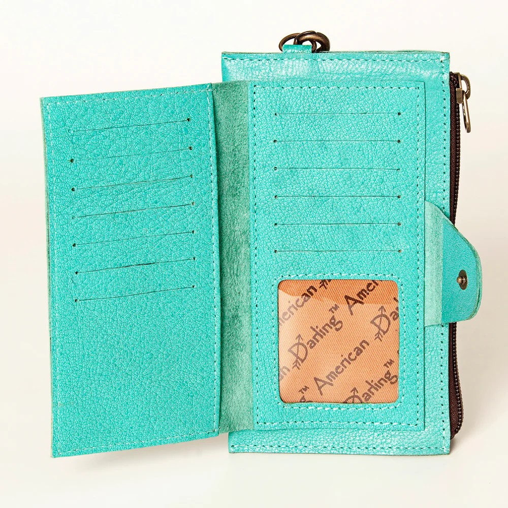 Turquoise Leather Cardholder Wallet