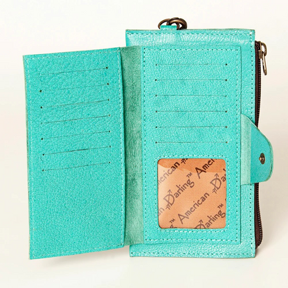 Turquoise Leather Cardholder Wallet