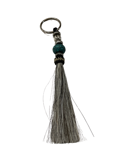 Horse Hair Tassel w/Beads Keychain