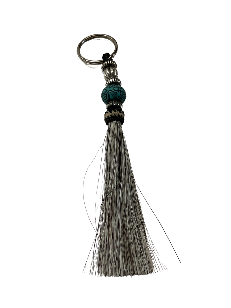 Horse Hair Tassel w/Beads Keychain