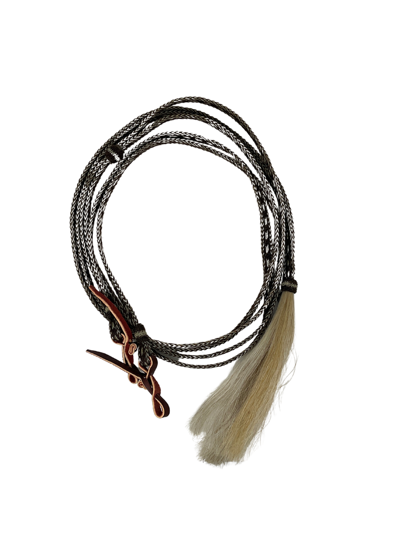 5/8" Flat Braided Horsehair Browband Headstall and Split Reins