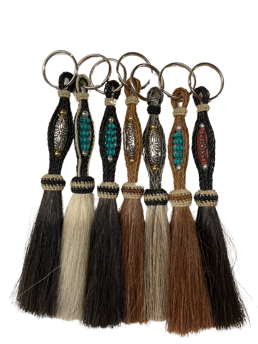 Horsehair Tassel w/Bead Center Keychain
