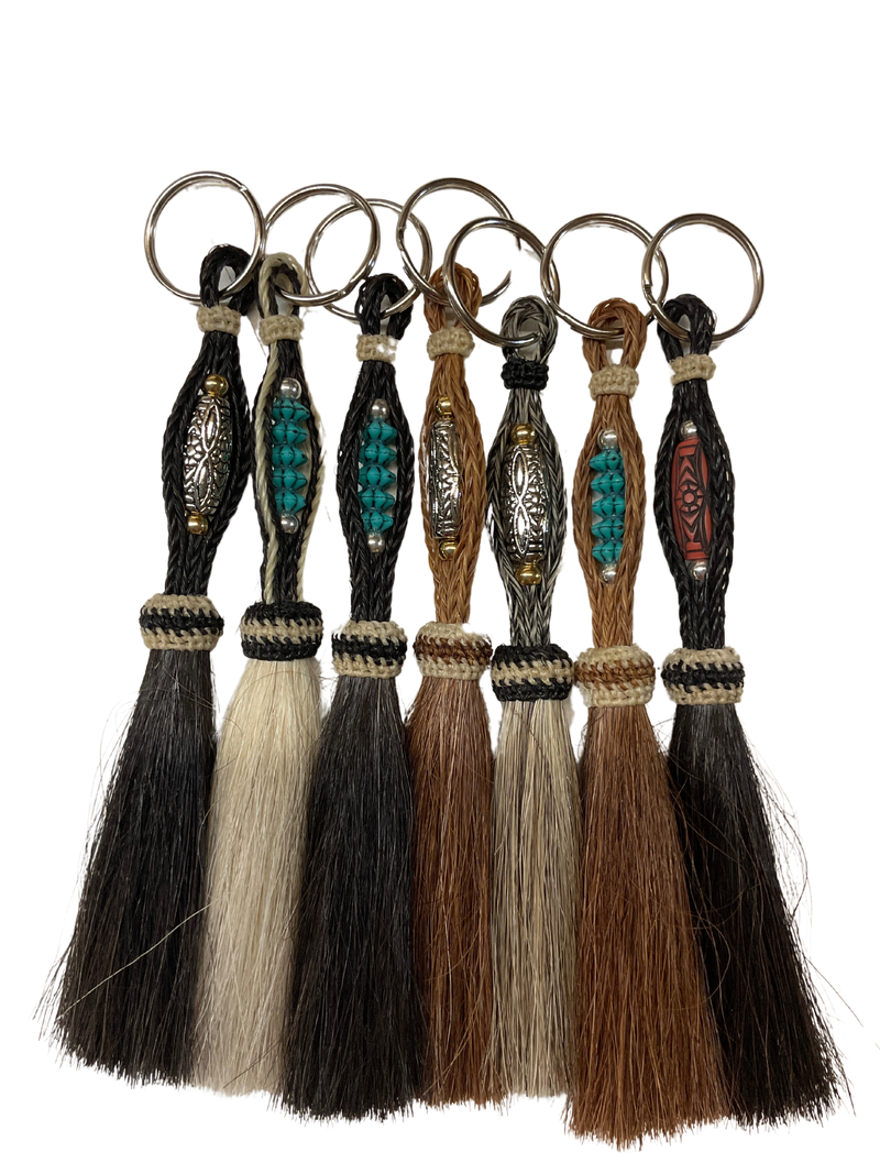 Horsehair Tassel w/Bead Center Keychain