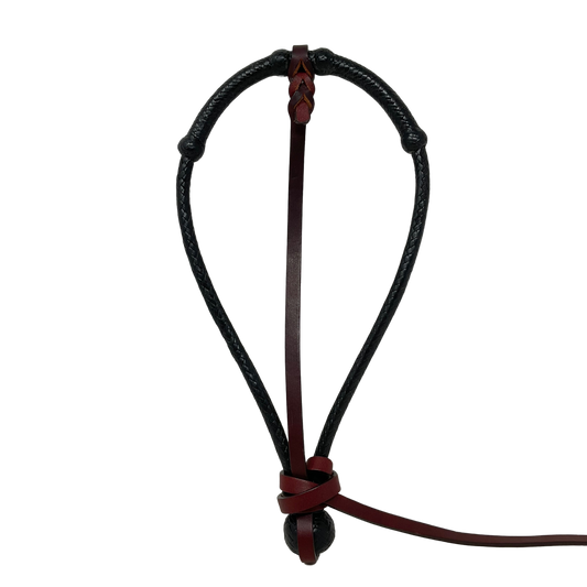 16 Plait Black Leather Center Hung Bosalita