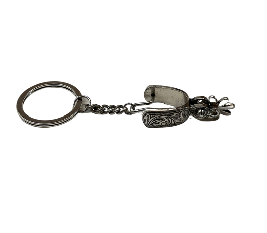 Antiqued Silver Spur Keychain