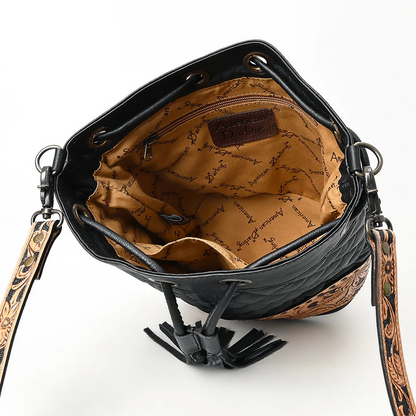 Hand Tooled Genuine Leather Bucket Purse