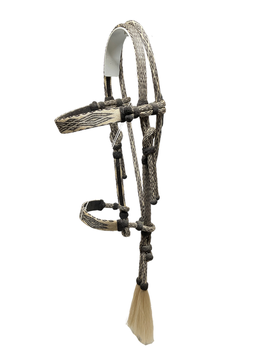 Hitched Horsehair Headstall w/Roping Reins & Nose Band