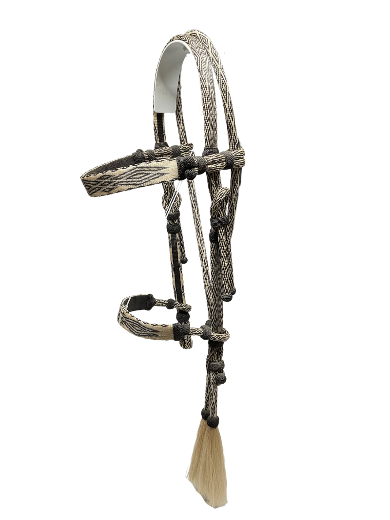 Hitched Horsehair Headstall w/Roping Reins & Nose Band