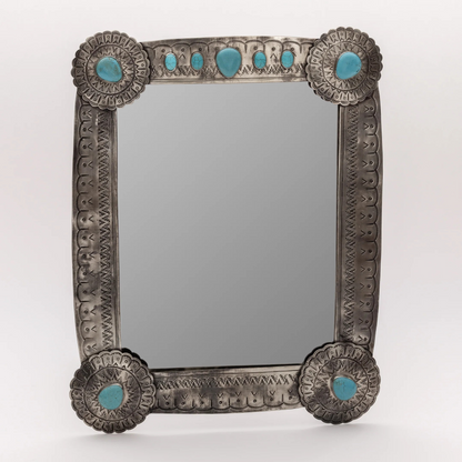 Stamped Mirror with Turquoise