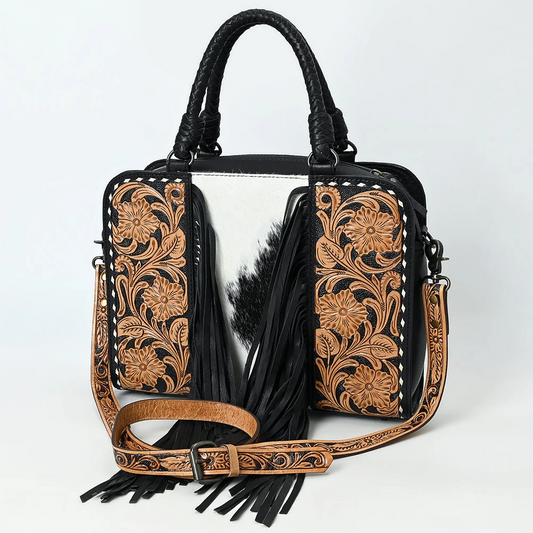 Tooled Leather & Cowhide Purse