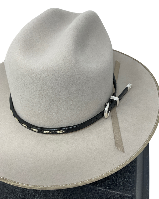 Leather Hat Band w/Horsehair Inlay & Buckle
