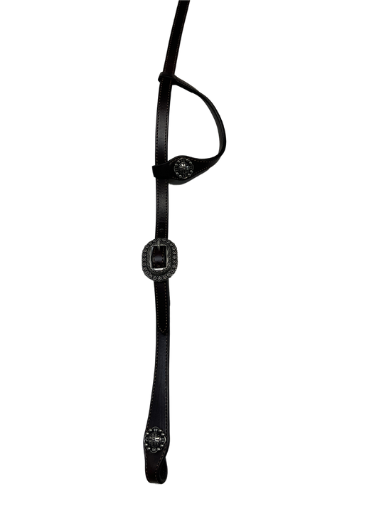 Single Ear Plain Dark w/JWP Buckles & Conchos