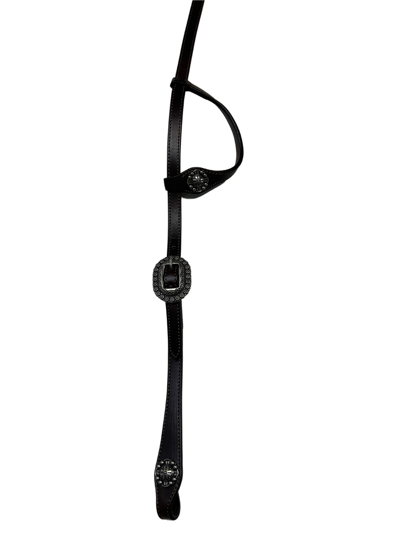 Single Ear Plain Dark w/JWP Buckles & Conchos