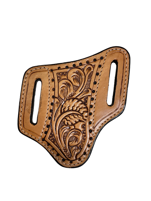 Floral Carved Leather Crossdraw Knife Sheath