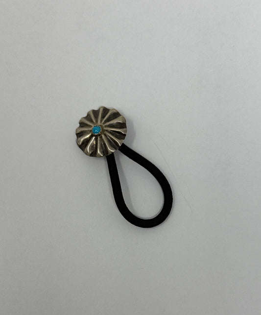 1" Concho Hair Tie with Turquiose