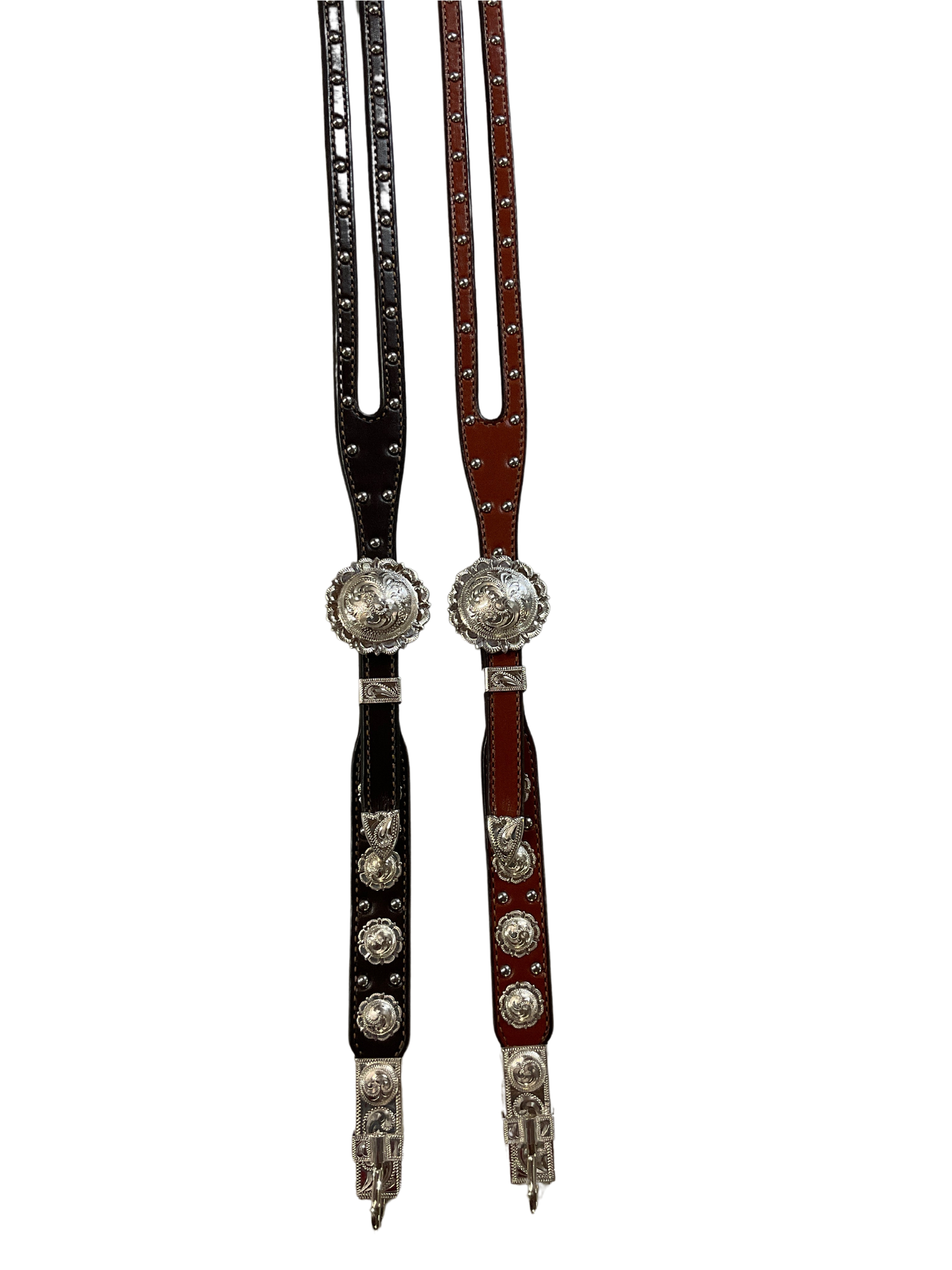 5/8" Shaped Split Ear Headstall Hansen El Paso Buckles, Conchos w/Bit Hangers