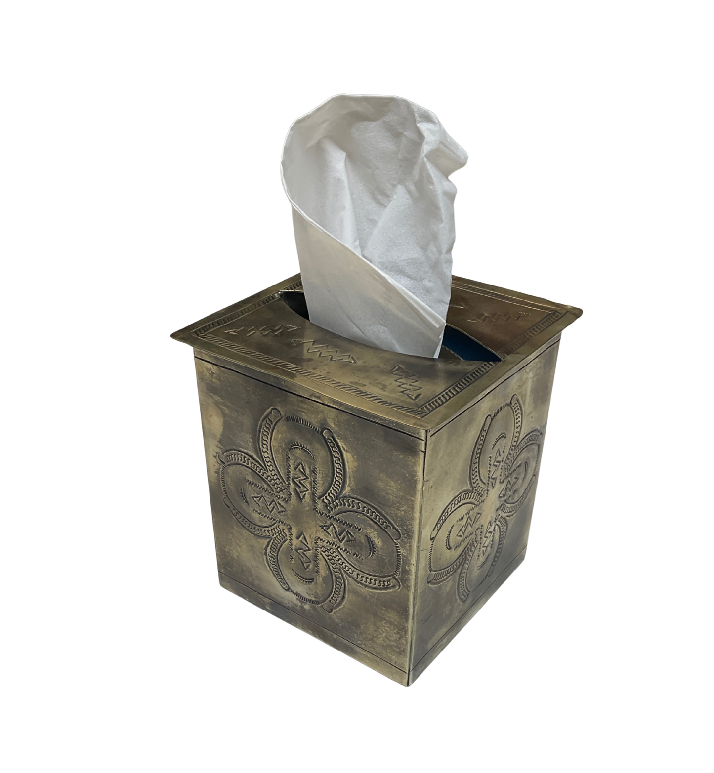 Stamped Silver Tissue Box Cover
