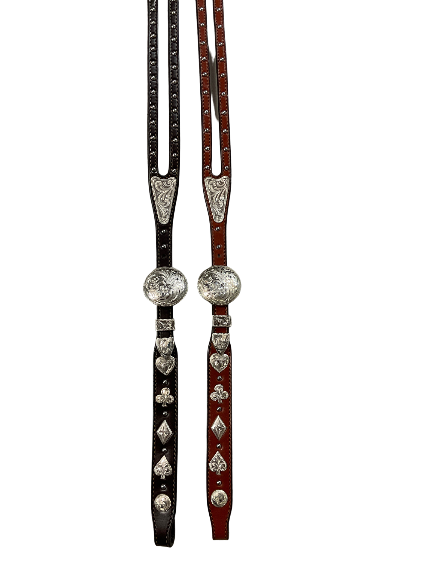 5/8" Shaped Split Ear Hansen Oakdale Buckles w/Dots & Card Suit Conchos