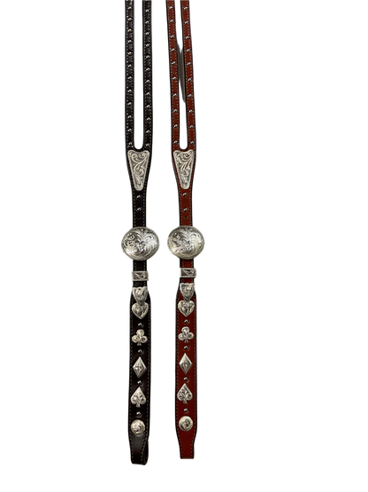 5/8" Shaped Split Ear Hansen Oakdale Buckles w/Dots & Card Suit Conchos