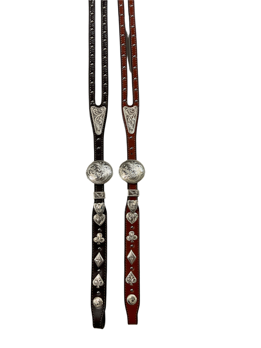 5/8" Shaped Split Ear Hansen Oakdale Buckles w/Dots & Card Suit Conchos