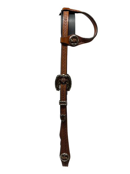 Single Ear Basket Stamped Rust California Double Buckles & Conchos