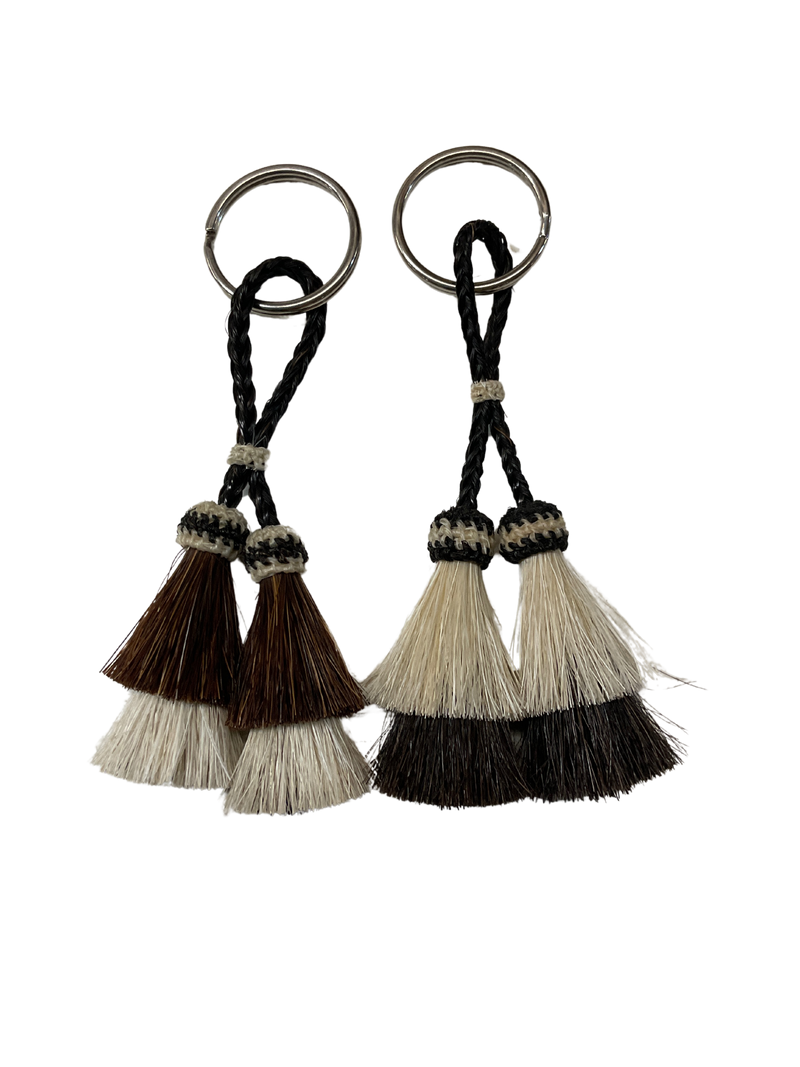 Double Tassel Double Tier Horsehair Keychain