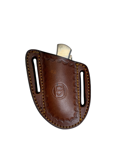 Single Blade Ram Horn Folding Knife w/Sheath
