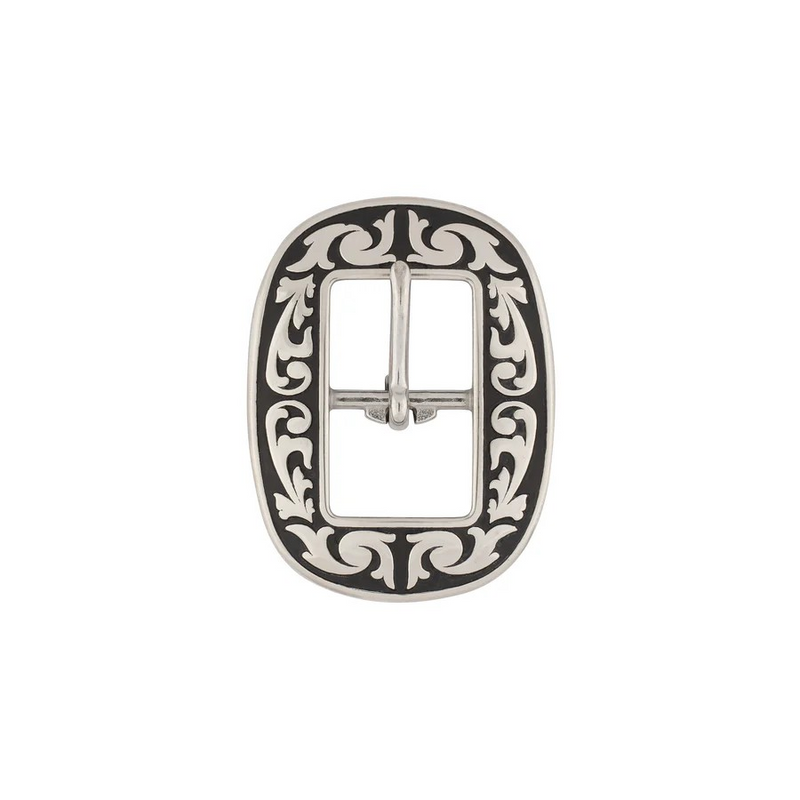 JWP Accented Floral Oval Center Bar Buckle