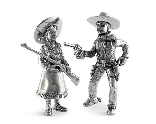 Western Frontier Pewter Cowboy & Cowgirl Salt & Pepper Shaker Set
