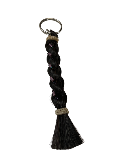 6" Braided Horsehair w/Beads Keychain