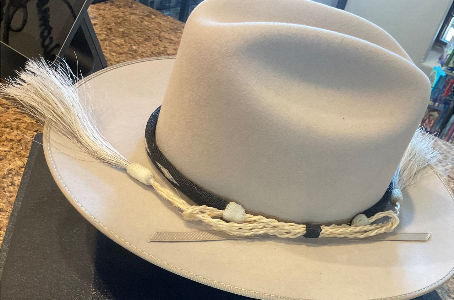 Hitched Horsehair Hat Band w/Double Tassels