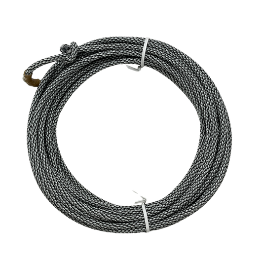 Left Twist Silver/Black 3/8" 4 strand UOZA Poly Ranch Rope