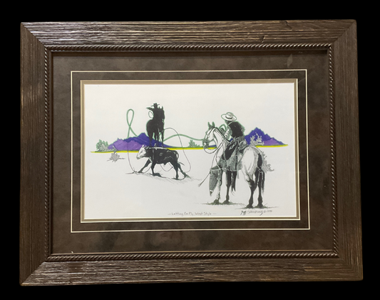 James Shoshone "Letting Em' fly, West Style" Signed Print