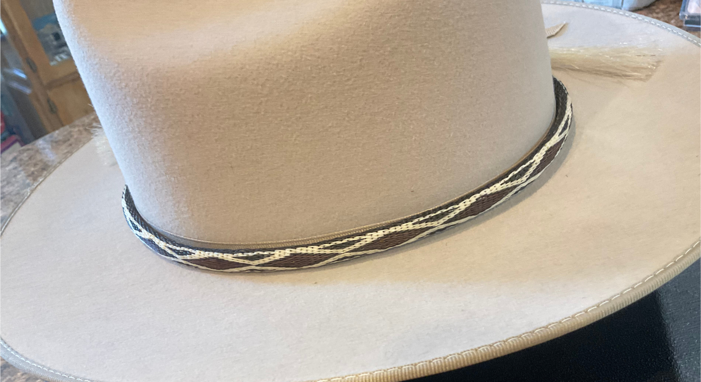 Hitched Horsehair Narrow Hat Band w/Double Tassels