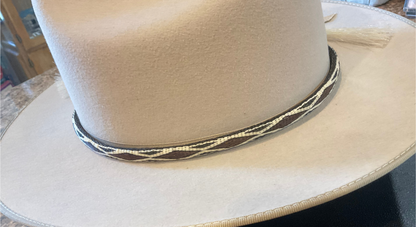 Hitched Horsehair Narrow Hat Band w/Double Tassels