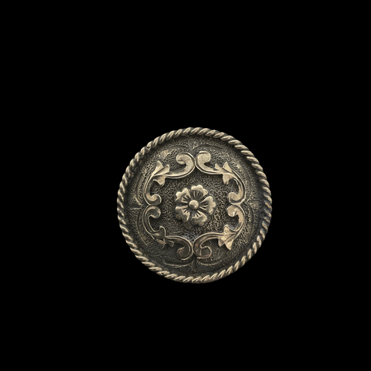 Antiqued Desert Flower Loopback Concho- Silver Plate