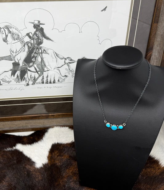 3 Stone Turquoise Necklace