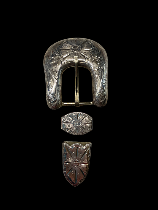 Kansas Sterling Silver 1" Belt Buckle Set