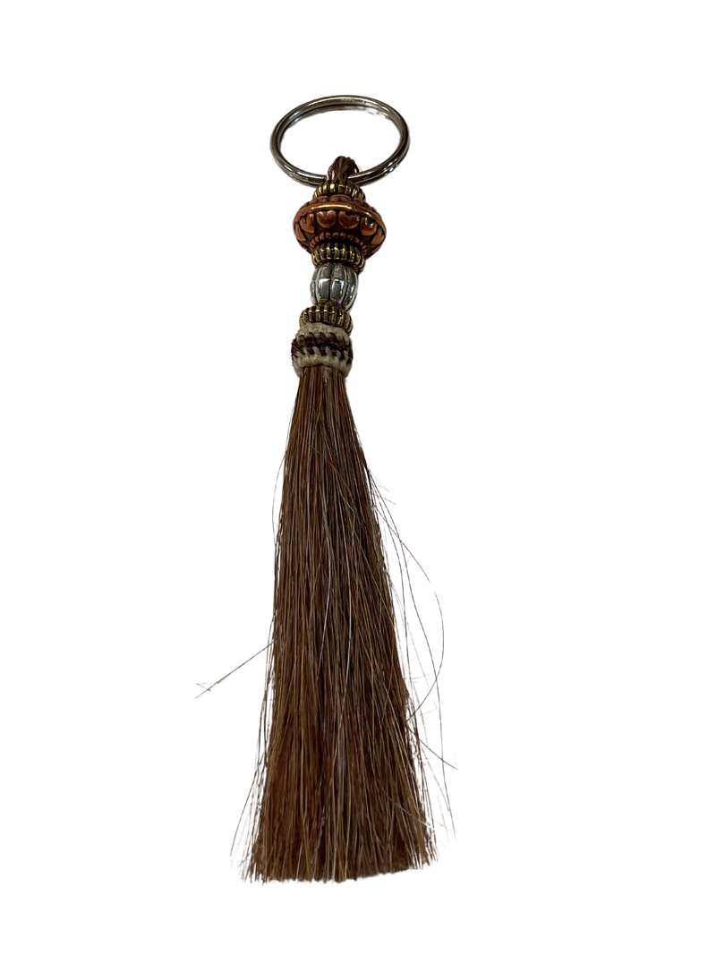 Horse Hair Tassel w/Beads Keychain