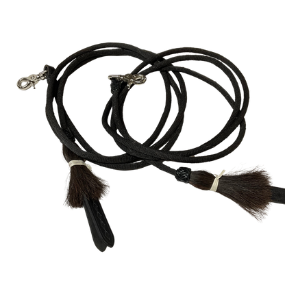 Hitched Horsehair Headstall w/Roping Reins & Leather Buttons