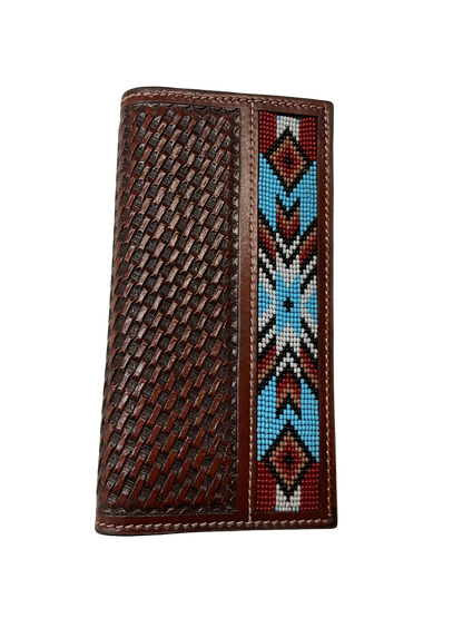 Basket Stamp Wallet w/Beaded Inlay