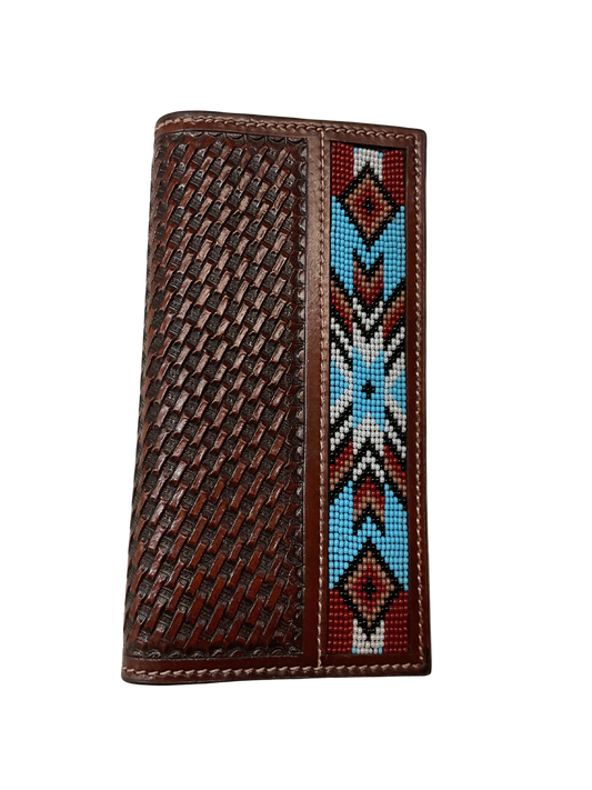 Basket Stamp Wallet w/Beaded Inlay
