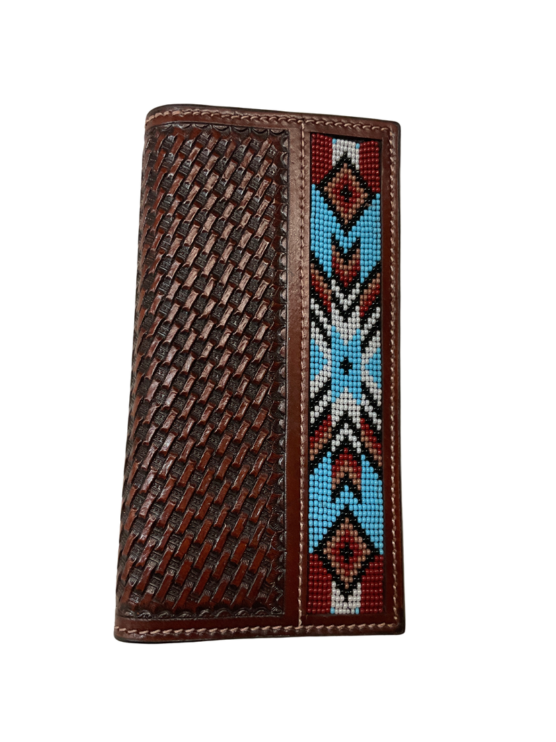 Basket Stamp Wallet w/Beaded Inlay