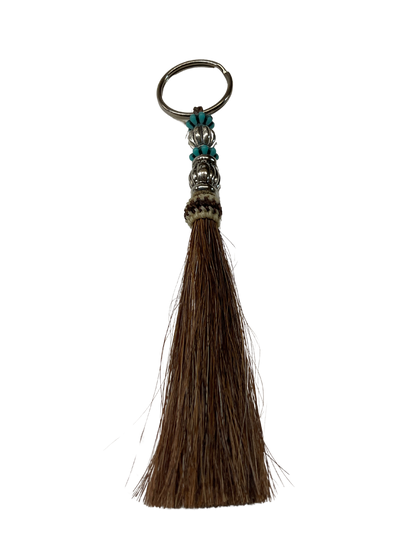 Horse Hair Tassel w/Beads Keychain