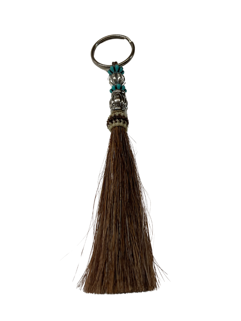 Horse Hair Tassel w/Beads Keychain