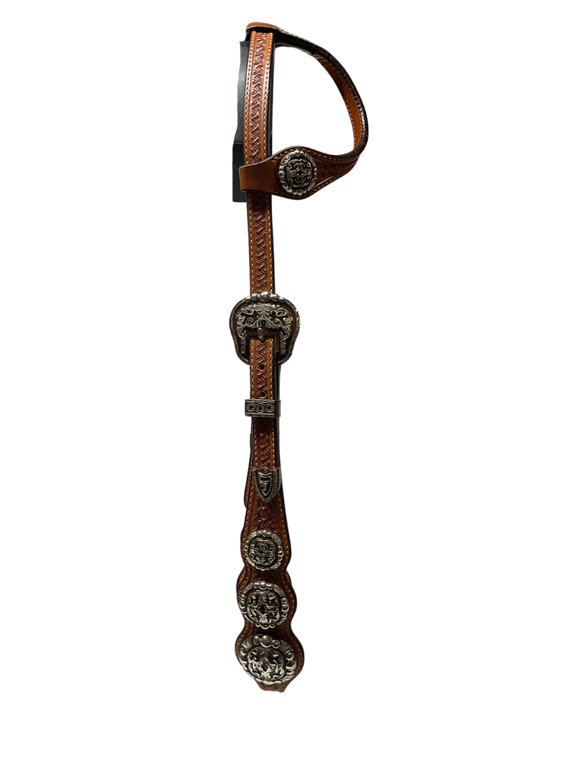 Single Ear Basket Stamped Rust Clovis Buckles w/3 Conchos