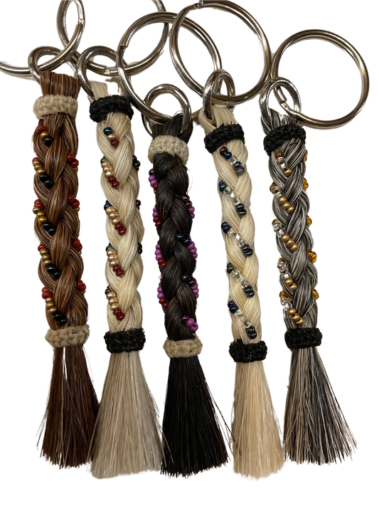 Braided Horse Hair w/Beads Keychain
