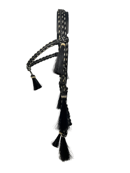 5/8" Flat Braided Horsehair Browband Headstall and Split Reins