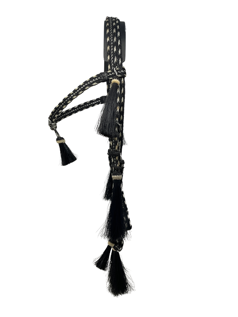 5/8" Flat Braided Horsehair Browband Headstall and Split Reins