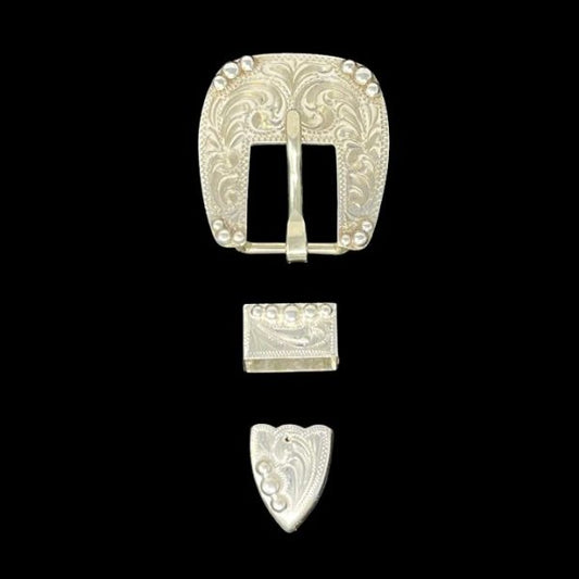Alamo Bubble Buckle Set- Silver Plate